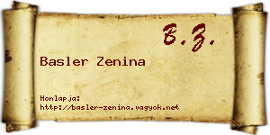 Basler Zenina névjegykártya